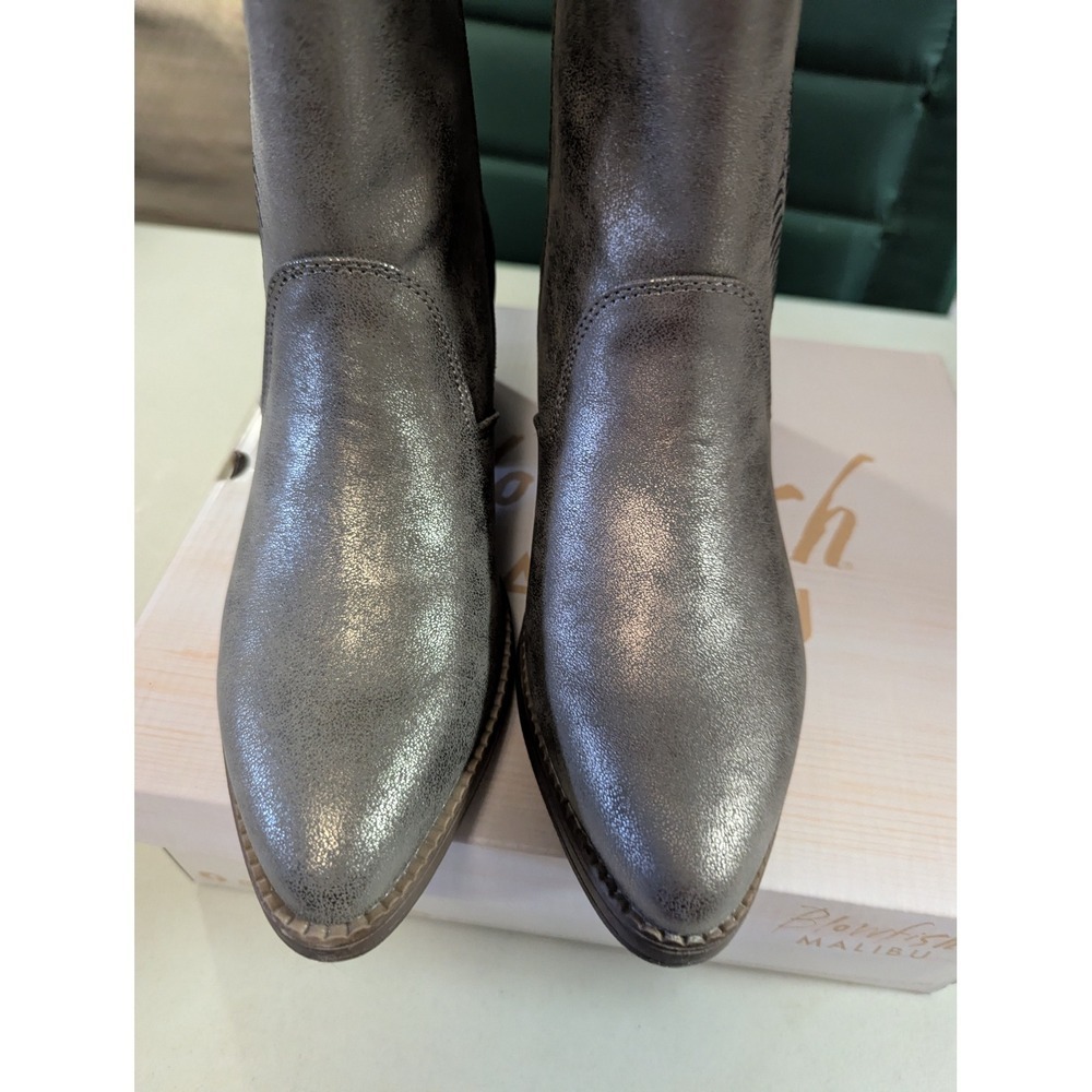 NIB Blowfish Malibu Rebel 2 Pewter Metallic Western Boots Embroidered Sz 7.5 - Picture 9 of 11